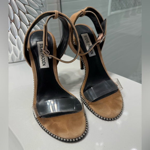 RARE Steve Madden Sylvie Heels Sandals Tan Sz 6 - Picture 1 of 10